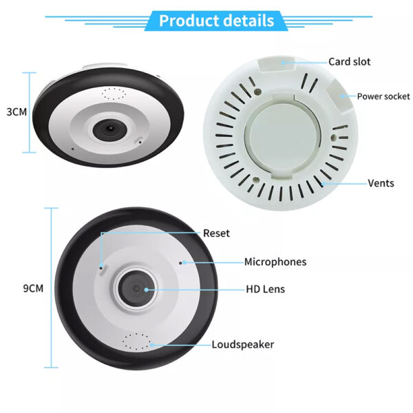 ⁦كاميرا مراقبة أمنية ذكية بزاوية 360 درجة⁩ - الصورة ⁦9⁩