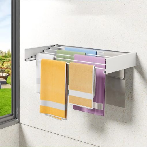 ⁦Wall-Mounted Clothes Drying Rack + 9-Layer Advanced Hanger Set⁩ - الصورة ⁦5⁩