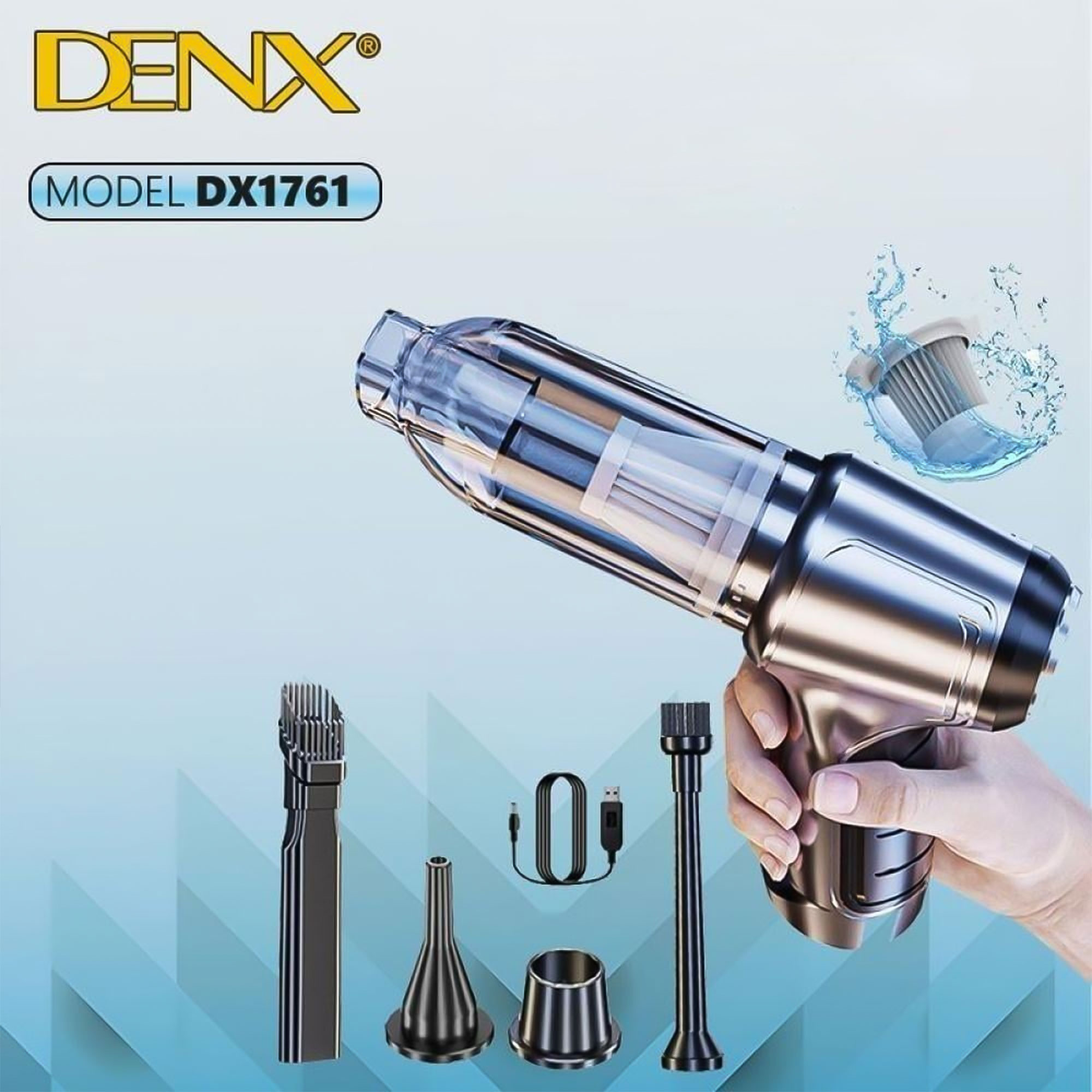 مكنسة كهربائية لاسلكية محمولة باليد من Denx بضمان عامين - Image 3