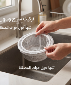 ⁦حامل ومصفاة بقايا الطعام لحوض المطبخ القابل للطي مع أكياس شبكية⁩ - الصورة ⁦4⁩