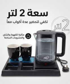 ⁦غلاية كهربائية سوداء بسعة 2.0 لتر وقدرة 2200 واط،⁩ - الصورة ⁦5⁩