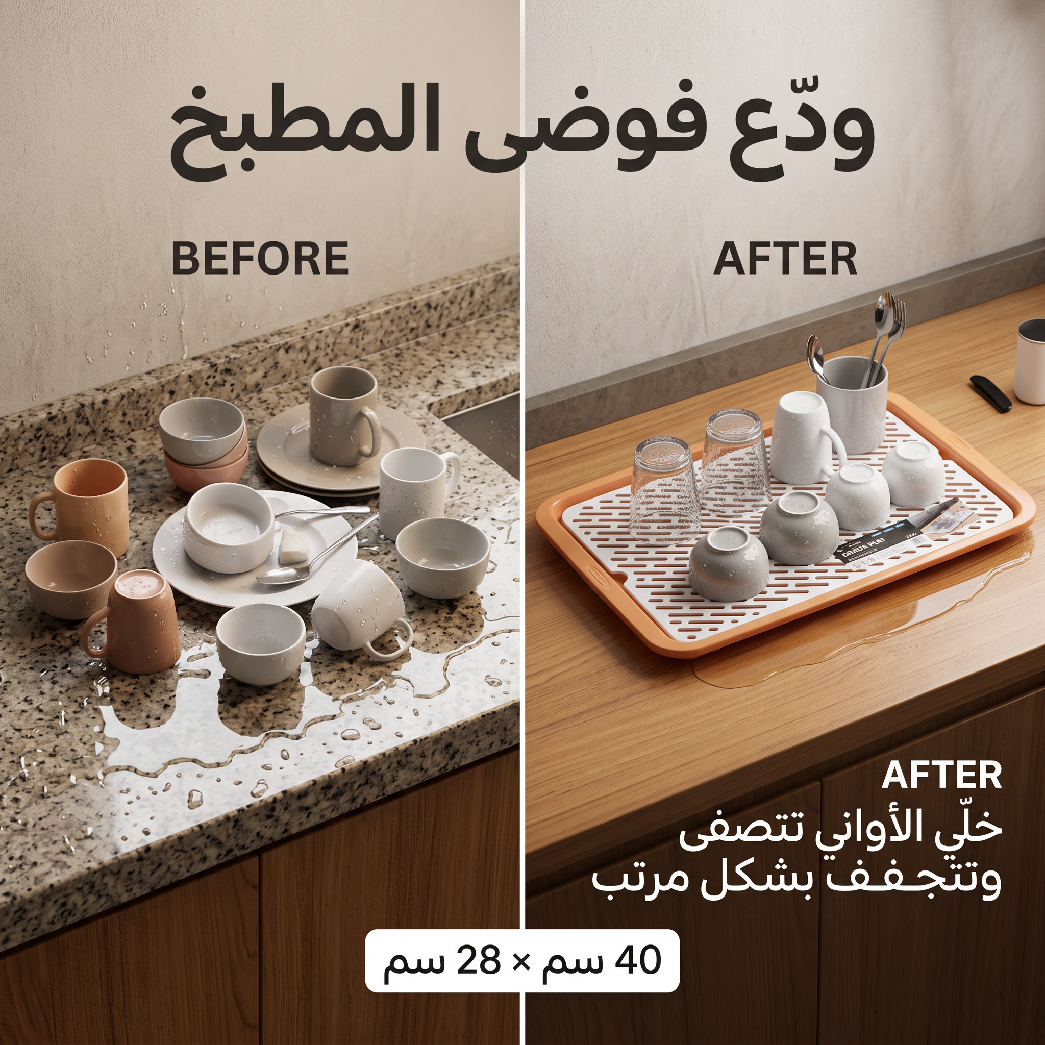 مصفاه تجفيف وتصريف الأكواب والأطباق - الصورة 2