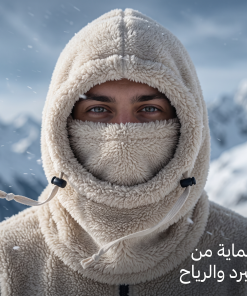 وشاح صوف بغطاء رأس، دافئ لفصل الشتاء للجنسين - لارج