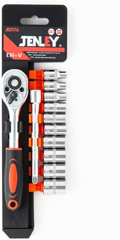 مقبض سقاطة (Ratchet) مقاس 1/4 بوصة ومجموعة رؤوس مفاتيح ربط (Sockets) - الصورة 5