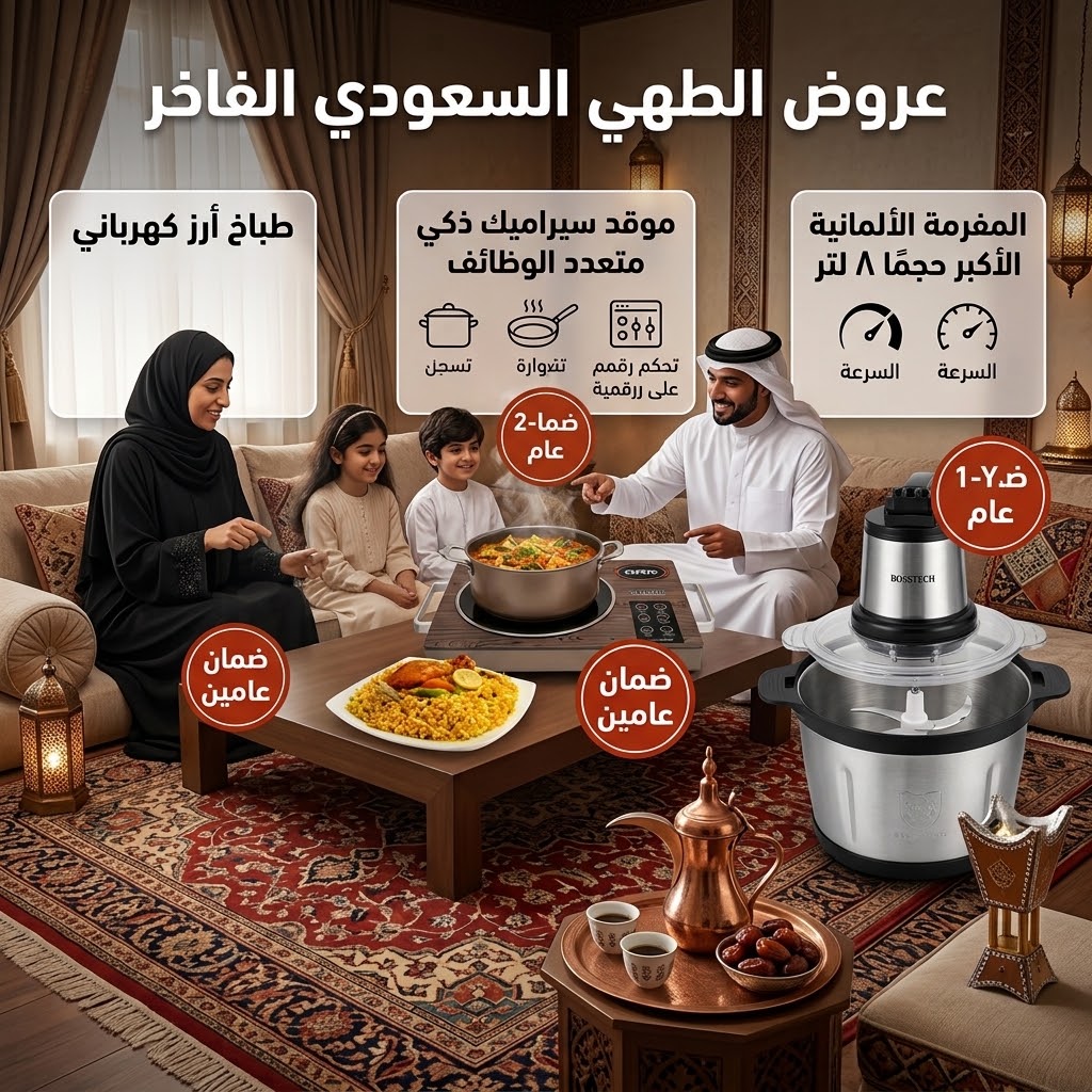 موقد سيراميك ذكي متعدد الوظائف بضمان عامين+المفرمة الألمانية أكبر حجم ٨ لتر بضمان عام