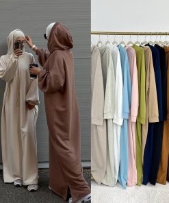 ⁦عباية العمرة بغطاء للرأس لون أبيض مقاس XL⁩ - الصورة ⁦7⁩