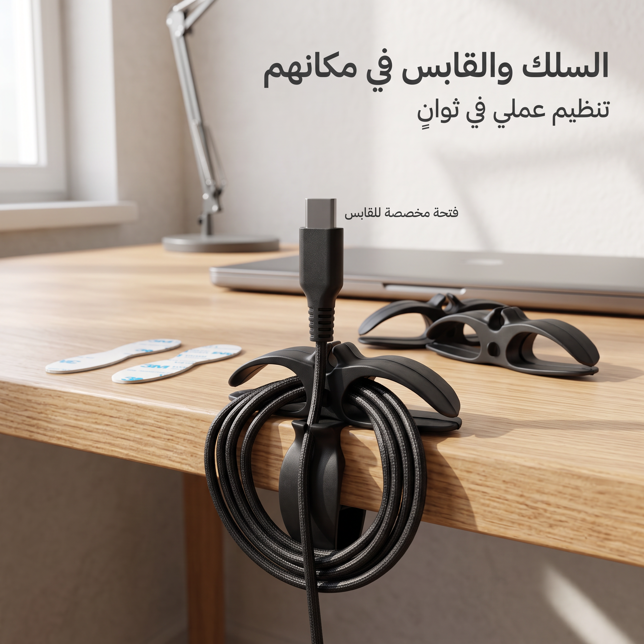 حوامل ومنظم أالاسلاك بملصق قوي للمكتب والجدار
