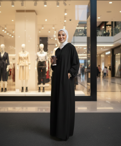 ⁦عباية العمرة بغطاء للرأس لون أسود مقاس XL⁩ - الصورة ⁦3⁩
