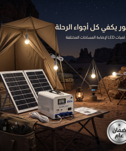 ⁦محطة طاقة شمسية محمولة مع 4 لمبات LED ومخارج USB وType-C⁩ - الصورة ⁦6⁩