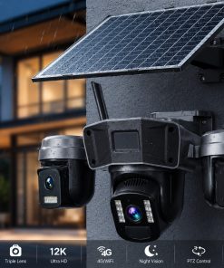 ⁦كاميرا مراقبة S60 لاسلكية بالطاقة الشمسية 3 عدسات وشريحة 4G⁩ - الصورة ⁦6⁩