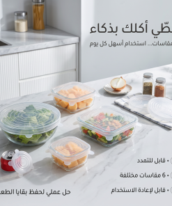 ⁦غطاء حفظ الطعام السليكون (6 قطع)⁩ - الصورة ⁦6⁩