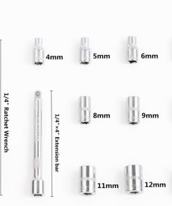 Alternative view of مقبض سقاطة (Ratchet) مقاس 1/4 بوصة ومجموعة رؤوس مفاتيح ربط (Sockets)