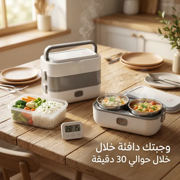 لانش بوكس حراري محمول 4 أوعية ستانلس ستيل – محكم ضد التسرب - الصورة 5