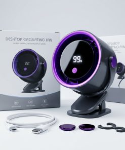 مروحة تبريد هواء مع مشبك للتعليق الجداري ( مزودة بشاشة LED - قابلة للتعديل وتعمل بمنفذ USB)