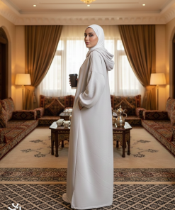 ⁦عباية العمرة بغطاء للرأس لون أبيض مقاس XL⁩ - الصورة ⁦3⁩