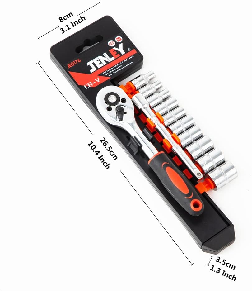مقبض سقاطة (Ratchet) مقاس 1/4 بوصة ومجموعة رؤوس مفاتيح ربط (Sockets) - الصورة 6