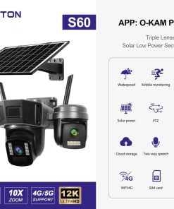 ⁦كاميرا مراقبة S60 لاسلكية بالطاقة الشمسية 3 عدسات وشريحة 4G⁩ - الصورة ⁦8⁩
