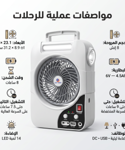 ⁦مروحة كشتات شحن بالطاقة الشمسية⁩ - الصورة ⁦5⁩