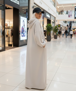 عباية العمرة بغطاء للرأس لون أبيض مقاس XL
