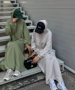 ⁦عباية العمرة بغطاء للرأس لون أبيض مقاس XL⁩ - الصورة ⁦4⁩