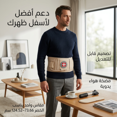 (الحزام الطبي الهوائي لفك الضغط عن الفقرات: الحل المبتكر لدعم أسفل الظهر وتخفيف الآلام فوراً (مقاس قابل للتعديل