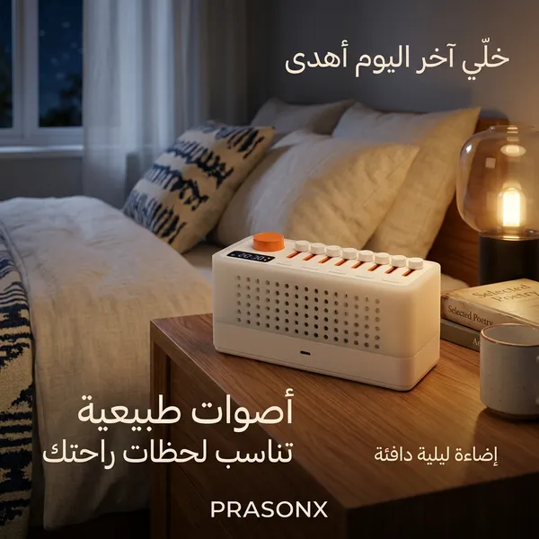 جهاز أصوات طبيعية مع إضاءة LED دافئة وبلوتوث – 8 أصوات مهدئة و256 خيار صوتي ومؤقت نوم وتحكم بالصوت للنوم والاسترخاء - الصورة 3