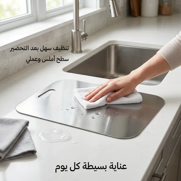 لوح تقطيع وعجن ستانلس ستيل صحي مضاد للبكتيريا - الصورة 4