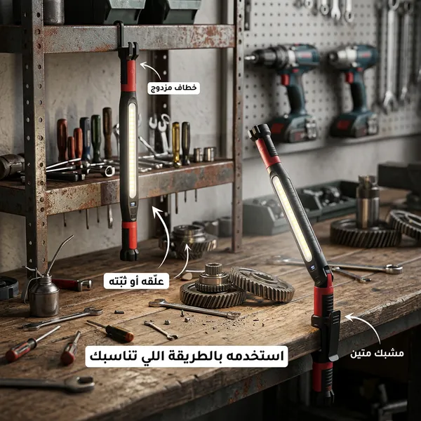 مصباح عمل LED محمول قابل لإعادة الشحن - الصورة 5