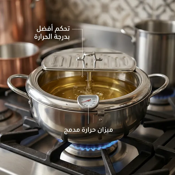 وعاء قلي عميق ستانلس ستيل مع شبكة تصفية - الصورة 3
